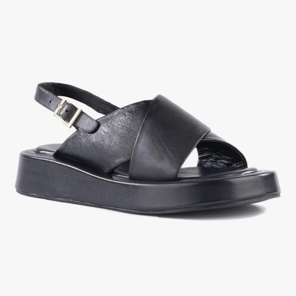 SECHELLES just for fun Criss Cross black leather sandal